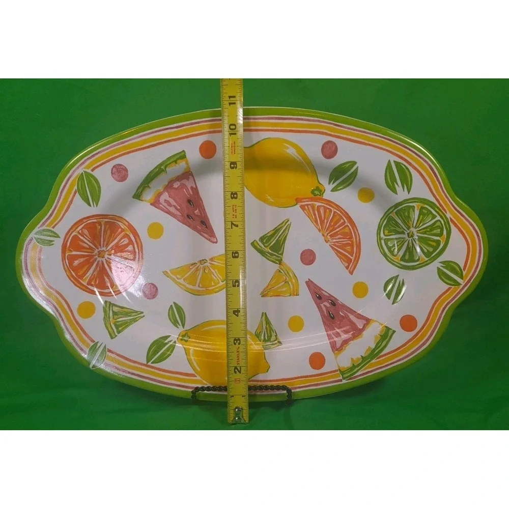 Partylite Ceramic Platter Summerfest Collection Lemons Limes Watermelon‎ Oranges